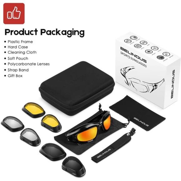 BELINOUS Polarized Motorcycle Riding Glasses Goggles for Men Foam Padding - Picture 6 of 7